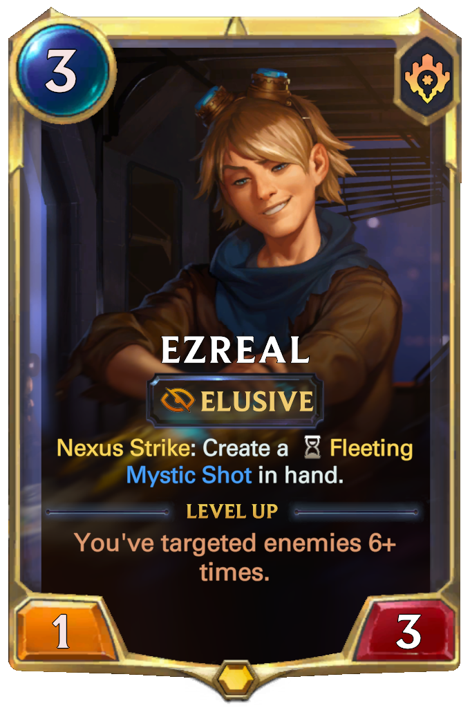 An image of Ezreal, a champion card, from Legends of Runeterra.