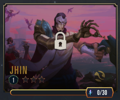 Jhin's image from the Champion Select screen, with a lock over it to show that he hasn't been unlocked.