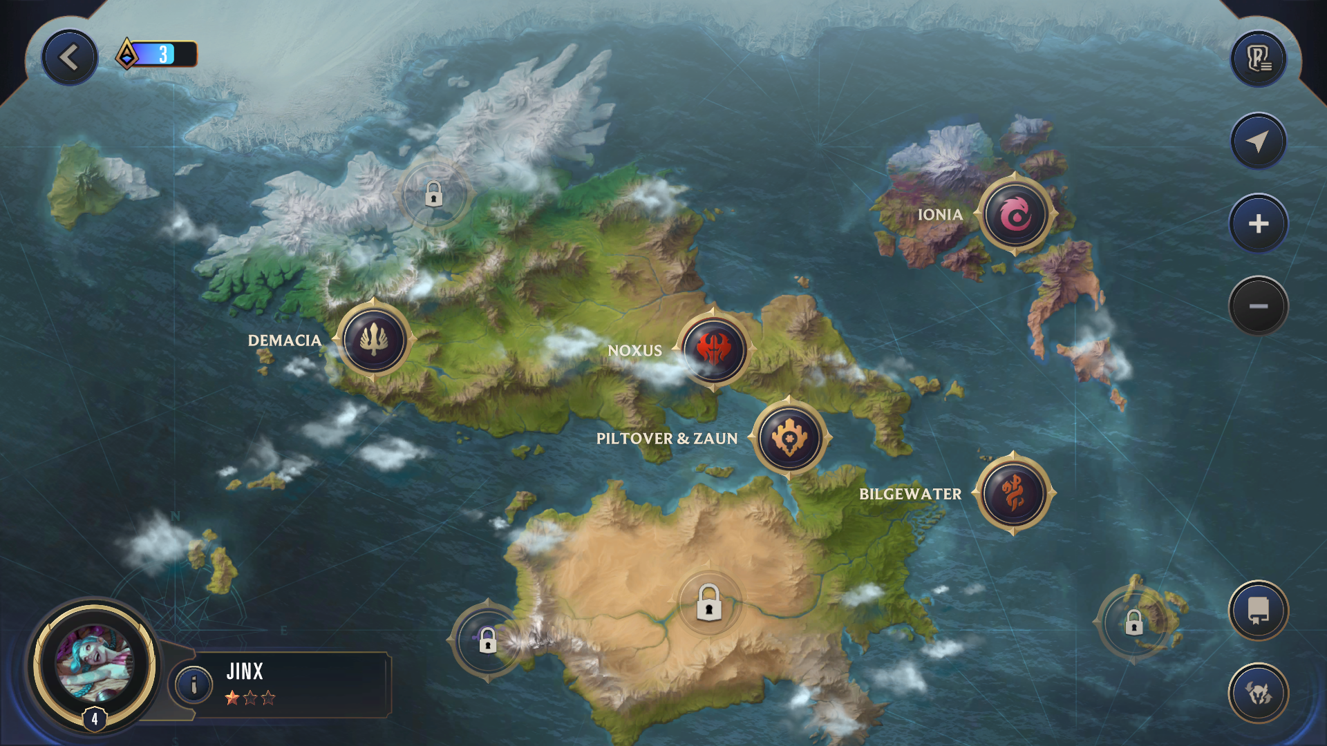 Supporto giocatori di Legends of Runeterra - Mappa del mondo del Cammino dei campioni.